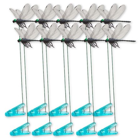 10 stk. Kunstige øyenstikkerklips for utendørs bruk, 3D øyenstikkerdekor hagearbeid, 3D øyenstikker hagedekorative klips