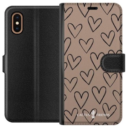 Kompatibelt Lommeboketui til Apple Apple iPhone XS Max Cactus and Friends - Earthy Sketch Hearts