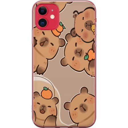 Kompatibelt Mobildeksel til Apple iPhone 11 Capybara Orange Mood Søte kapybarer i varme toner med appelsiner og glade uttrykk
