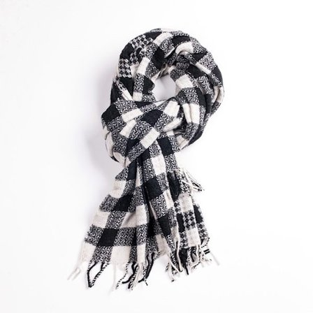 Svart og hvit rutete skjerf, nytt høst og vinter, minimalistisk