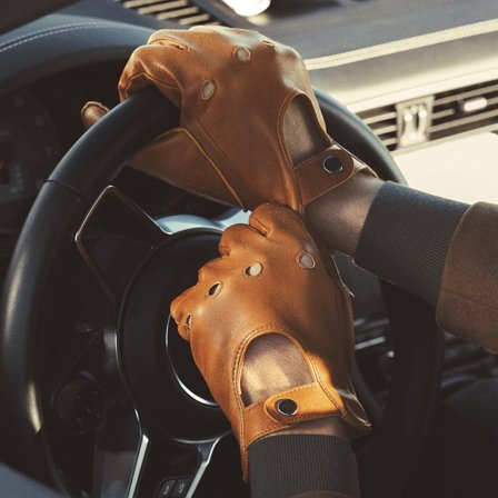 Guantes de cuero de oveja para conducir - Compatible con pantallas táctiles - Canela Jeremiah para hombres - Guantes de conducir