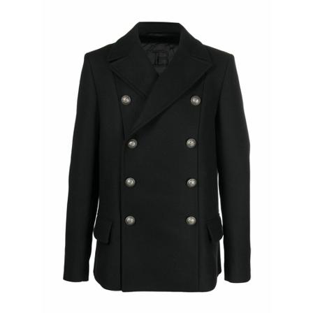 Balmain Double-Breasted Coats Sort, Herre Uldfrakker