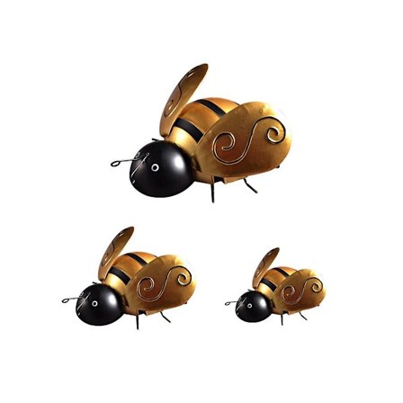 Metallveggkunst, Bievegg skulptur, Innendørs utendørs bie hengende dekorasjon Restaurant Hage Hage