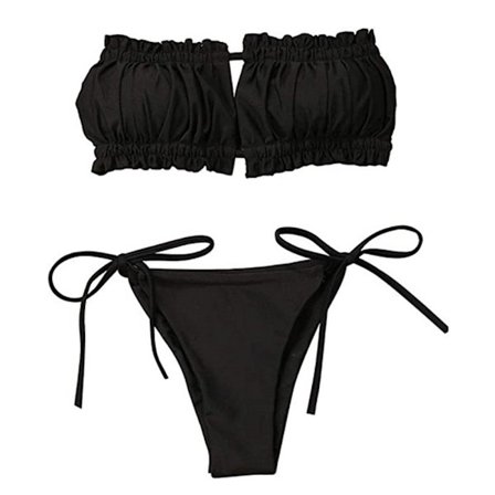 Dame Sexy Plissert Bikini Dame Volanger Stropp Uthult Badetøy K