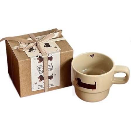 Keramisk Dachshund Kopp Morsom Søt Pølsehund Kaffekopp med Håndtak for Hjemmefest