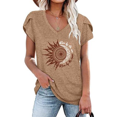 Kortärmad T-shirt För Kvinnor Med Print Toppar