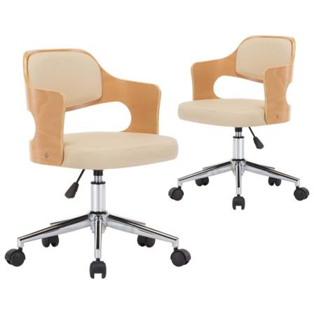 Vidaxl Snurrbara Matstolar 2 St Gräddvit Böjträ Och Konstläder Creme