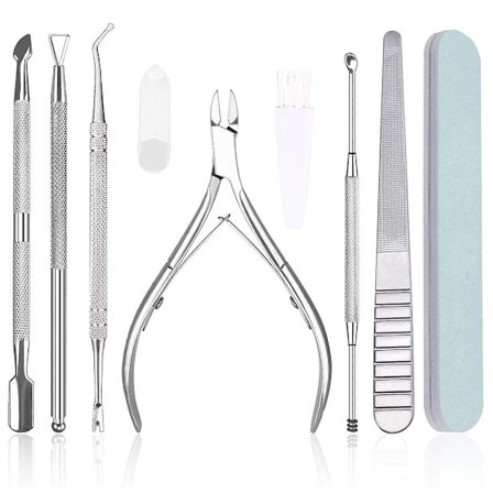 Neglebåndstrimmer med neglebåndsskyver 9 stk, neglebåndsfjerner, neglebåndstenger, neglebåndskutter og neglebåndsklippere Profesjonelt neglepleie 