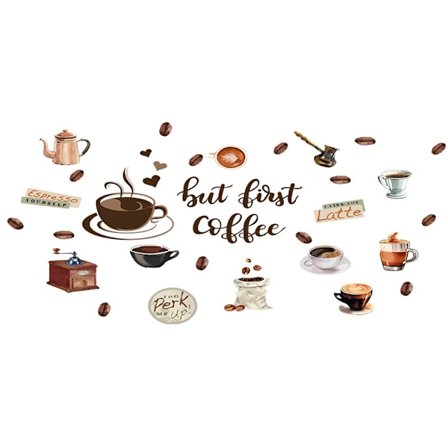 Kaffevægklistermærker Køkkenvægklistermærke Citat Og Bogstaver Kaffe
