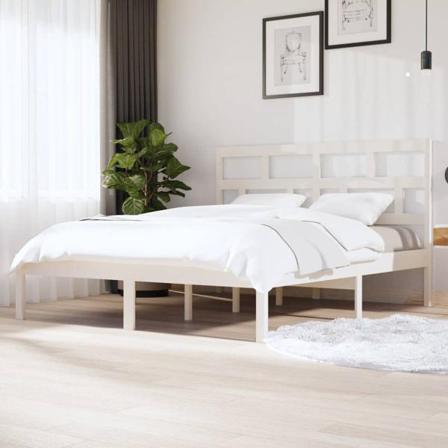Vidaxl Sängram Vit Massivt Trä 180x200 Cm Vit