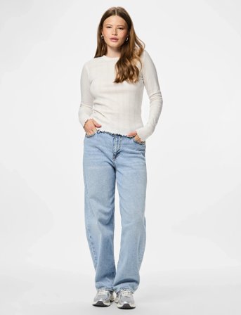 Pieces Pcmarie Ls O-Neck Poin Top Jrs Noos Bc - White - M