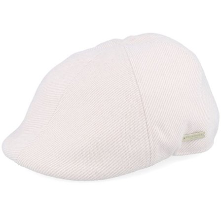 Seeberger - Vit flatcap Keps - Fabric White Flat Cap @ Hatstore