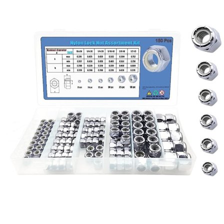 150 kpl nylon kuusiomutterien mutterien valikoimasarja