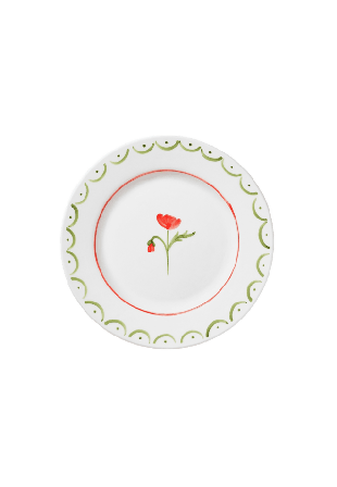 Pick A Poppy Cottage Flower Assiett - 22 Cm Glas & porslin Röd