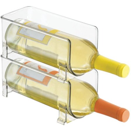 Stabelbart flaskestativ i plast for vin, brus - Sett med 2 - Transparent - Holder 1 flaske hver