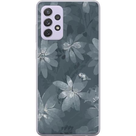 Samsung Galaxy A52s 5G Läpinäkyvä kuori Kukat Harmaa / Sini