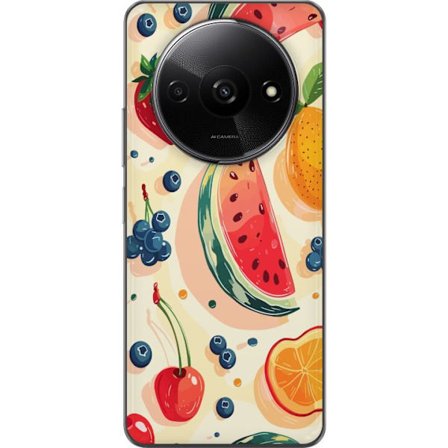 Kompatibel Mobilcover til Xiaomi Redmi A3 Legesyg frugtillustration med vandmelon, citrus, jordbær, kirsebær og bær