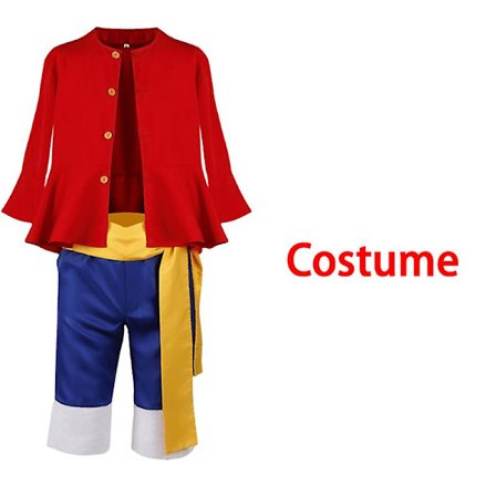 Luffy Cosplay Kostyme Anime Monkey D Luffy Cosplay Uniform Hat Halloween Kostyme For Menn Gutter Barn -a