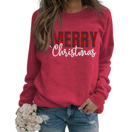 Damer Merry Christmas Långärmad Pullover Letter Print Tops