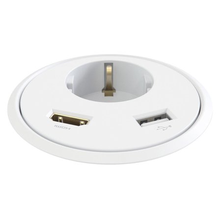 Kondator Powerdot PD13 Bordsuttag Schuko + USB + HDMI Vit, Strömbrytare & vägguttag