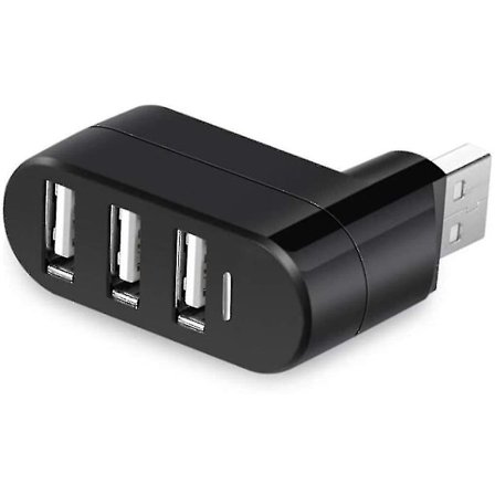 Kompakt størrelse, høyhastighets USB 2.0 hub, svart mini USB 3-ports roterende splitter