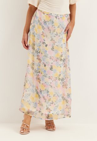 VERO MODA - Vmsmilla Nw Long Skirt - Snow White AOP:Kamille