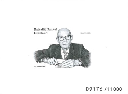 Grønland - Cz. Slania 100 år sorttryk - Postfrisk miniark