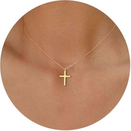 Korshalsband för kvinnor, delikat lager-på-lager guld korshänge halsband enkla smycken