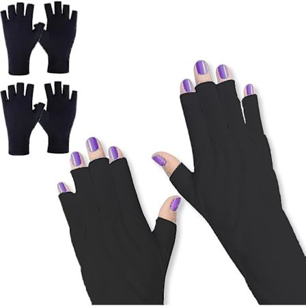 UV-handskar för gelnagellampa, hudvårdshandskar mot UV-ljus för gelnagelmanikyr, fingerlösa handskar för skydd