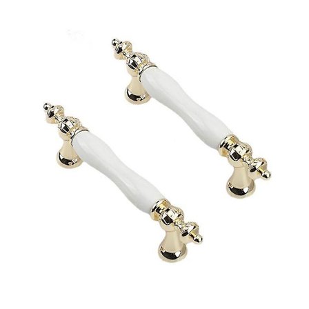 2 stk. Keramiske håndtak i europeisk stil til skapdører, enkle skuffehåndtak til kjøkkenskap (nr. 96 hull)