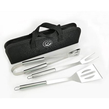 Grillværktøjssæt i rustfrit stål, 3 dele, til picnic, camping, rejsemadlavning og grillning