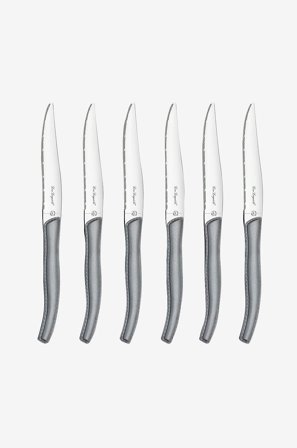 Lou Laguiole - Grillknive Jet i knivblok 6-pak - Grå - Bestik - Fra Homeroom