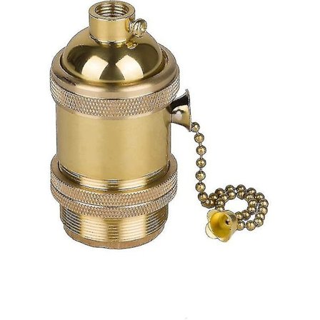 - Vintage E27 lyspæreholder sokkel lampebase med kobberfarget messingkjede bryter