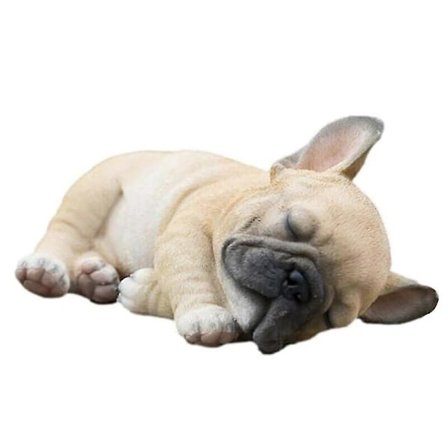 Fransk Bulldog Skulptur Ornament Hund Statue Figur Udendørs Haveindretning Gave - Liggende Hund