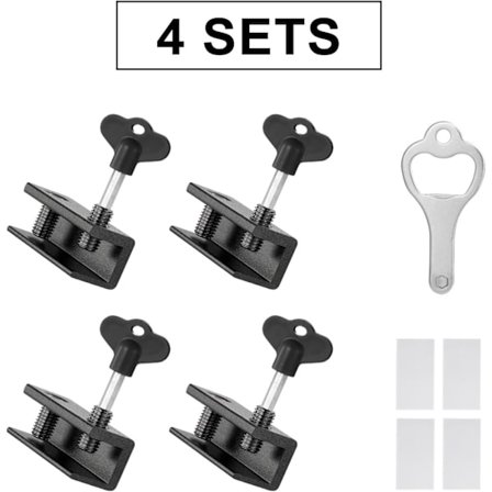 4 stk skyvedørslås, skyvevindu lås, aluminium skyvedør Wi