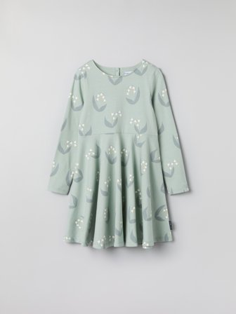 Polarn O. Pyret - Long-sleeved twirl dress with lily of the valley print - 86 - Childrenswear - green