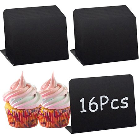 16 Stycken - Tavla med Kritor - Mini Svarta Tavlor i Plast - Prisskyltar - Skrivbord St& - 10×7.5cm