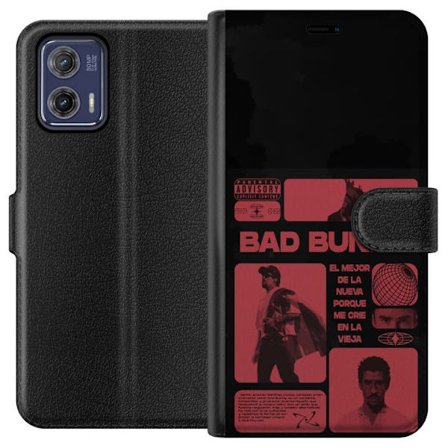 Kompatibel Tegnebogsetui til Motorola Moto G73 Bad Bunny NFL-inspireret skjoldlogo med amerikansk fodbold og stjerner