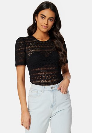 VILA Chikka Puff O-Neck S/S To Black Klær