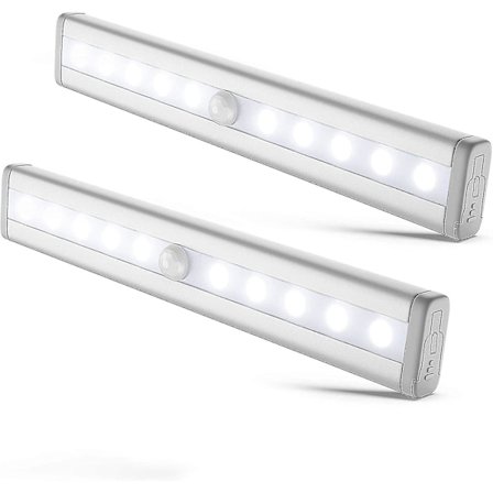 Set med 2 LED-nattlampor med rörelsesensor, skåpbelysning, LED-remsa