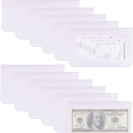 12 A6-lommemapper PVC-mappe med 6 huller Glidelåsmappe KLB