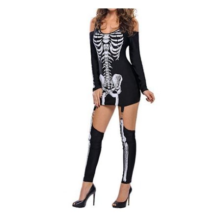 Halloween Maskerad Skeleton Print Sexig kostym