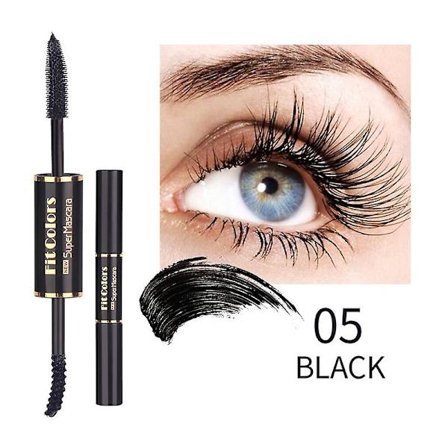 Dubbelsidig färgad mascara - Vattentät tjock lockande långvarig antisvett svart