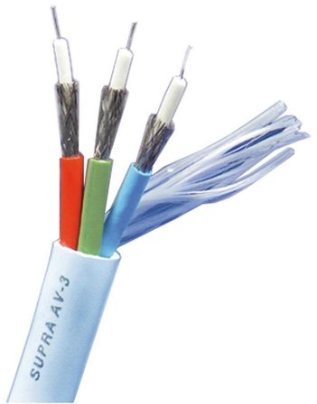 SUPRA 1001800356 Audiokabel 75 ohm 3x1x0.5 mm², 100 m, Anslutningsdon & kablar