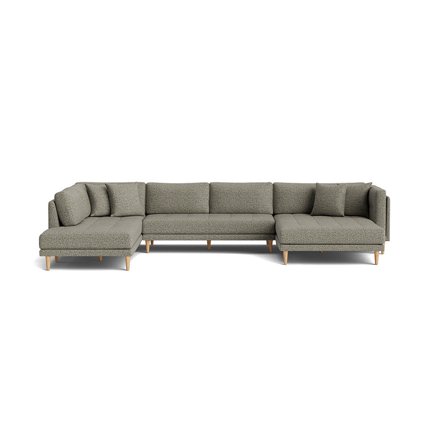 Cali U-Form Sofa, rechts, Puente Grün, modernes Design, gemütliche Wohnlandschaft mit hohem Sitzkomfort und stabiler Unterkonstruktion, 76cm