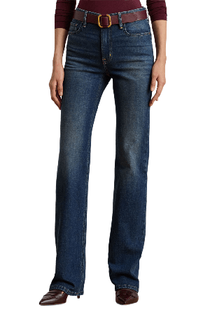 Lauren Ralph High-Rise Straight Jean Byxor Dam Blå 36