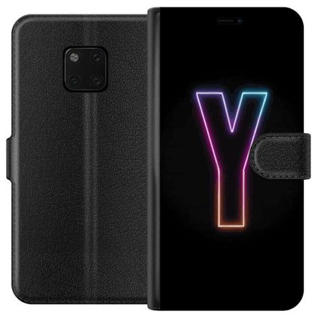 Kompatibelt Lommeboketui til Huawei Huawei Mate 20 Pro Minimalistisk neonbokstav Y i fargeskiftende lys mot svart bakgrunn