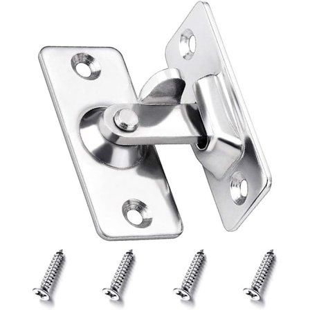 90 Graders Vinklet Dørlås Sikkerhedslås Skydedørsbeslag Rustfrit Stål med Skruer til Hjem Soveværelse Have Badeværelse - Sølv