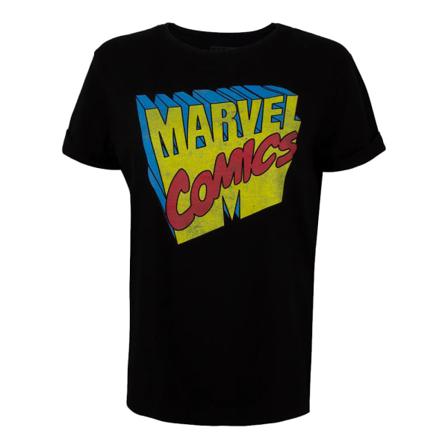 Marvel Dam/ladies Retro 3d Logotyp T-shirt S Svart