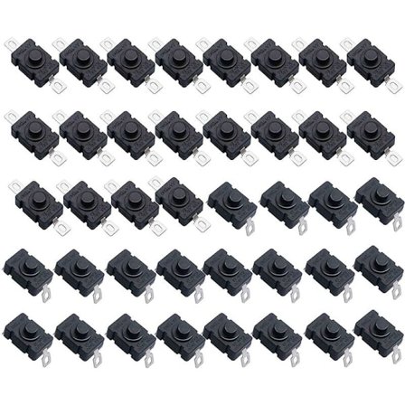 Selvlåsende trykknapkontakt 40 stk. KAN-28 mini lommelygte flad og bøjet pin